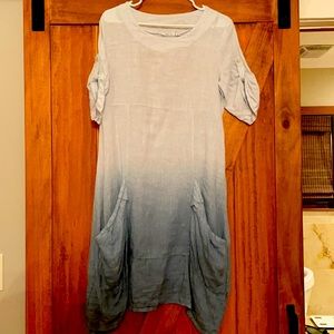 Ombré blue and with dress with pockets!